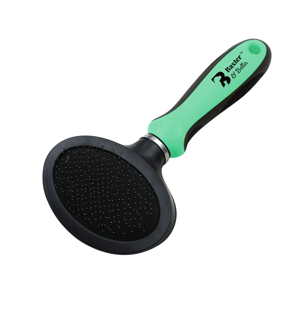 Baxter & Bella small oval slicker brush for cats with rubber grip handle
