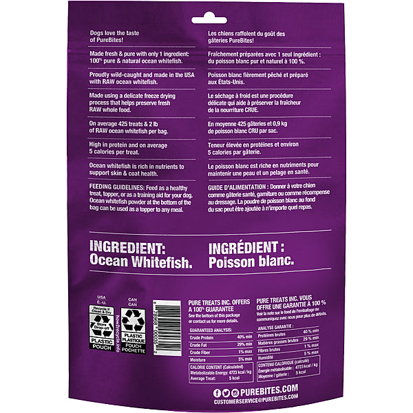 PureBites Freeze-Dried Ocean Whitefish Dog Treats 198g