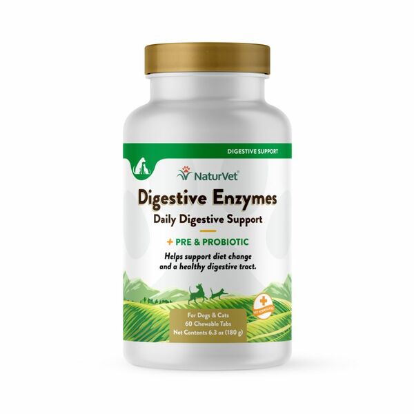 NaturVet Digestive Enzymes Plus Pre & Probiotic Chewable Tablets 60 ct