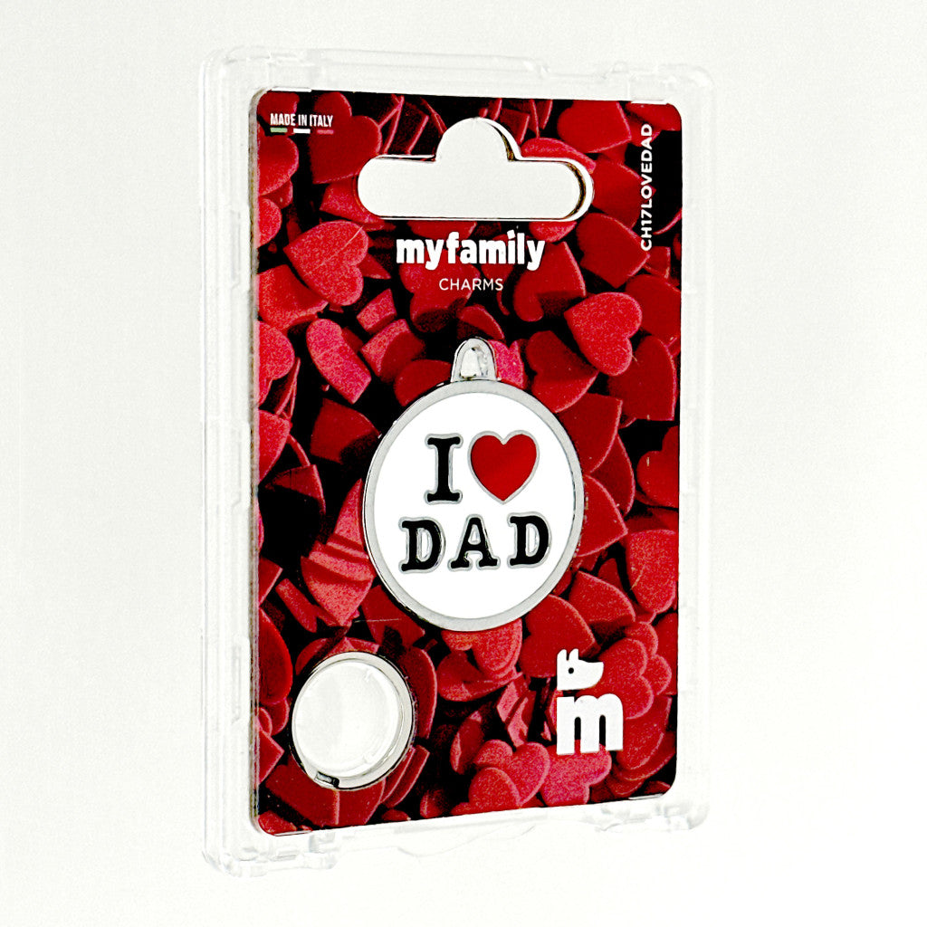 MyFamily Large Charms I Love Dad ID Tag in white