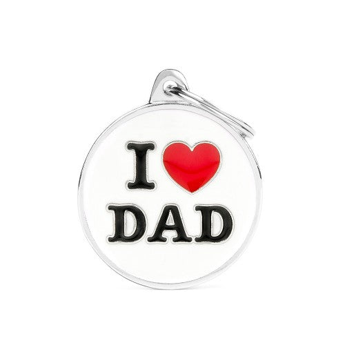 MyFamily Large Charms I Love Dad ID Tag in white