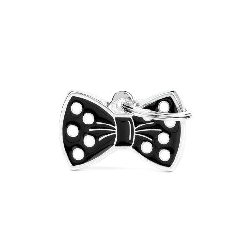 MyFamily Charms Black Bow Tie medium black bow-tie ID tag for pets