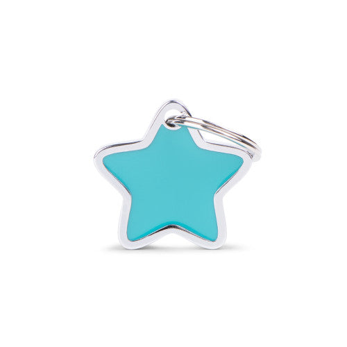 MyFamily Charms Blue Star light-blue star-shaped ID tag for pets