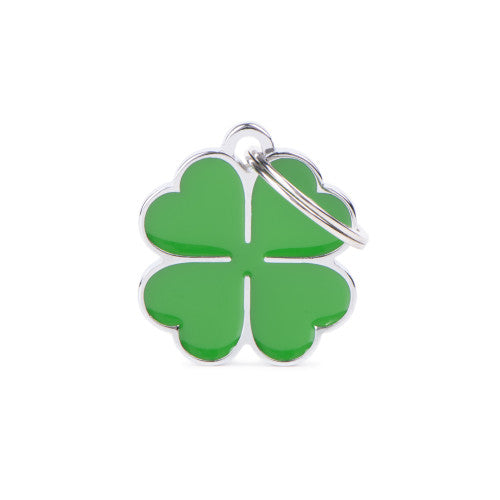 MyFamily Charms Clover green four-leaf clover ID tag for pets