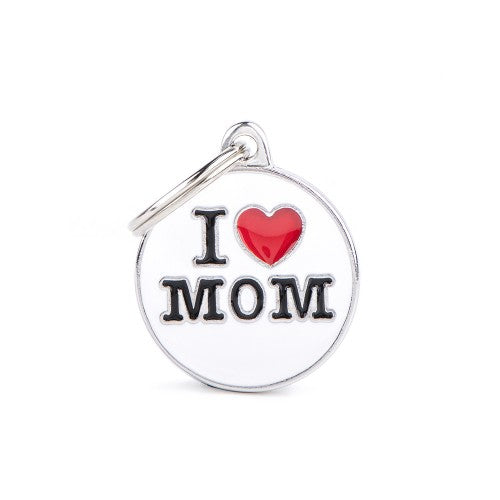 MyFamily Medium Charms I Love Mom ID Tag in white