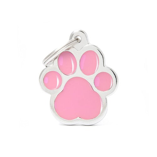 MyFamily Classic large pink paw hand-enamelled ID tag for pets