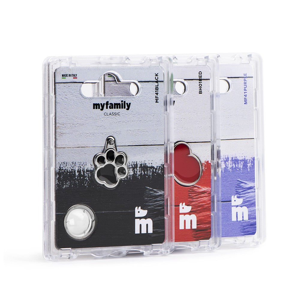 MyFamily Large White Classic Paw Print ID Tag, hand-enamelled, made in Italy