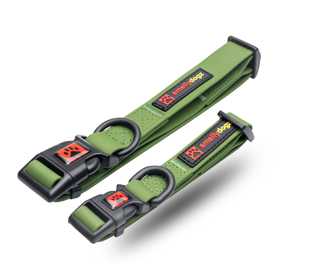 Smellydogz Adjustable Comfort Collar olive green 1 in 16-22 in dog collar