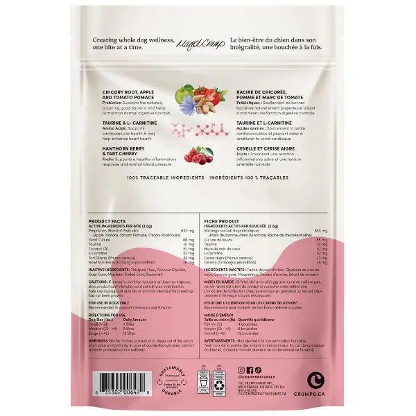 Crumps' Naturals Gutsy Heart Healthy Bites soft dog treats 190g bag
