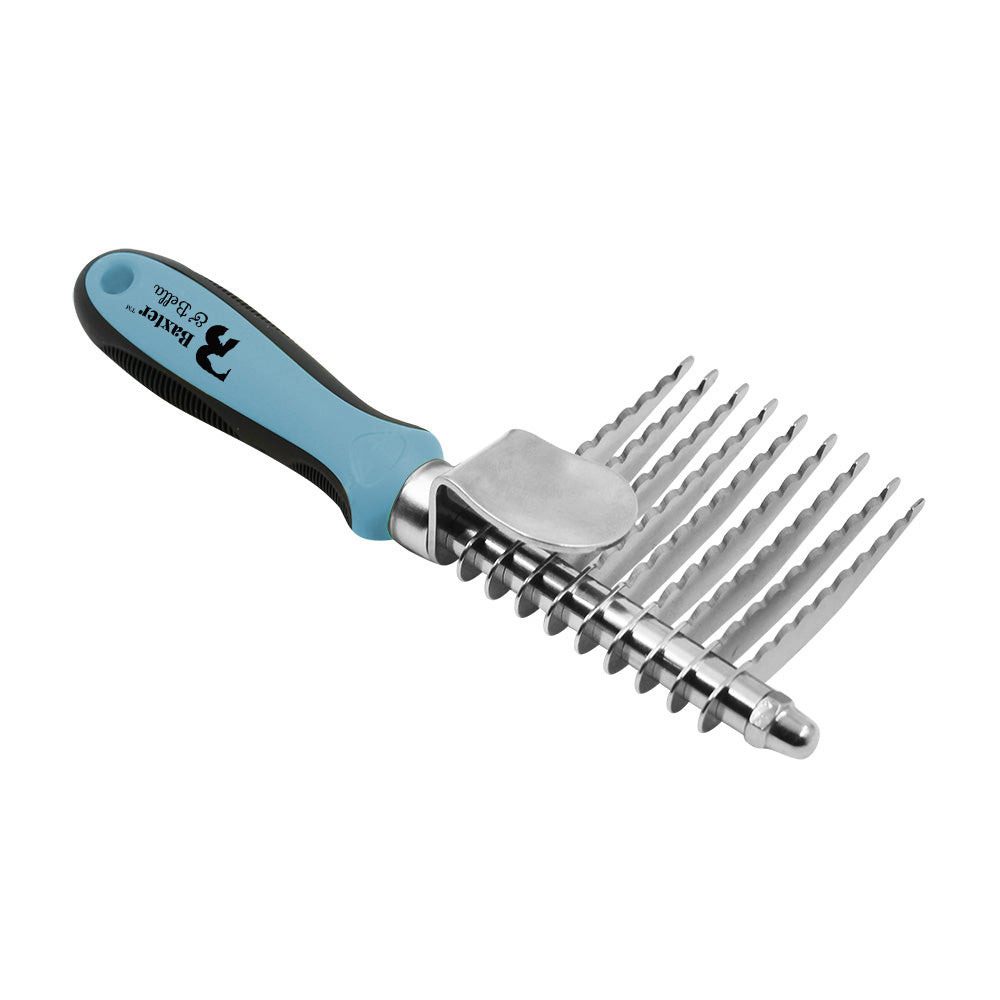Baxter and Bella 9-blade dematting rake for medium to long-haired dogs