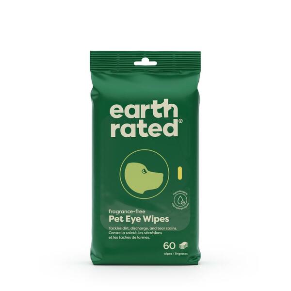 Earth Rated Dog Eye Wipes 5×5 in, 60 Pack