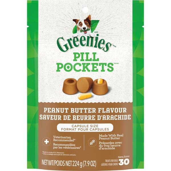 Greenies Pill Pockets Peanut Butter Capsule Dog Treats 30 Count 7.9 oz
