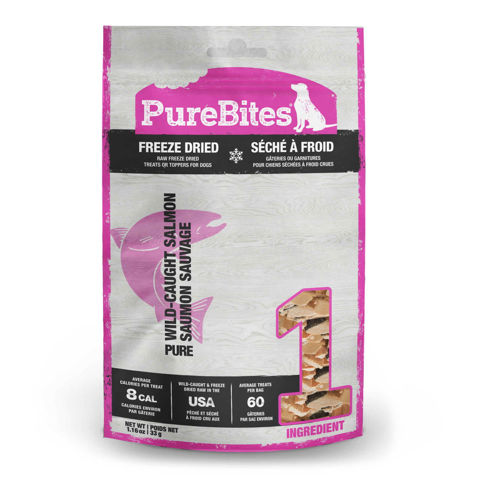 PureBites freeze-dried wild-caught salmon dog treats 270g bag