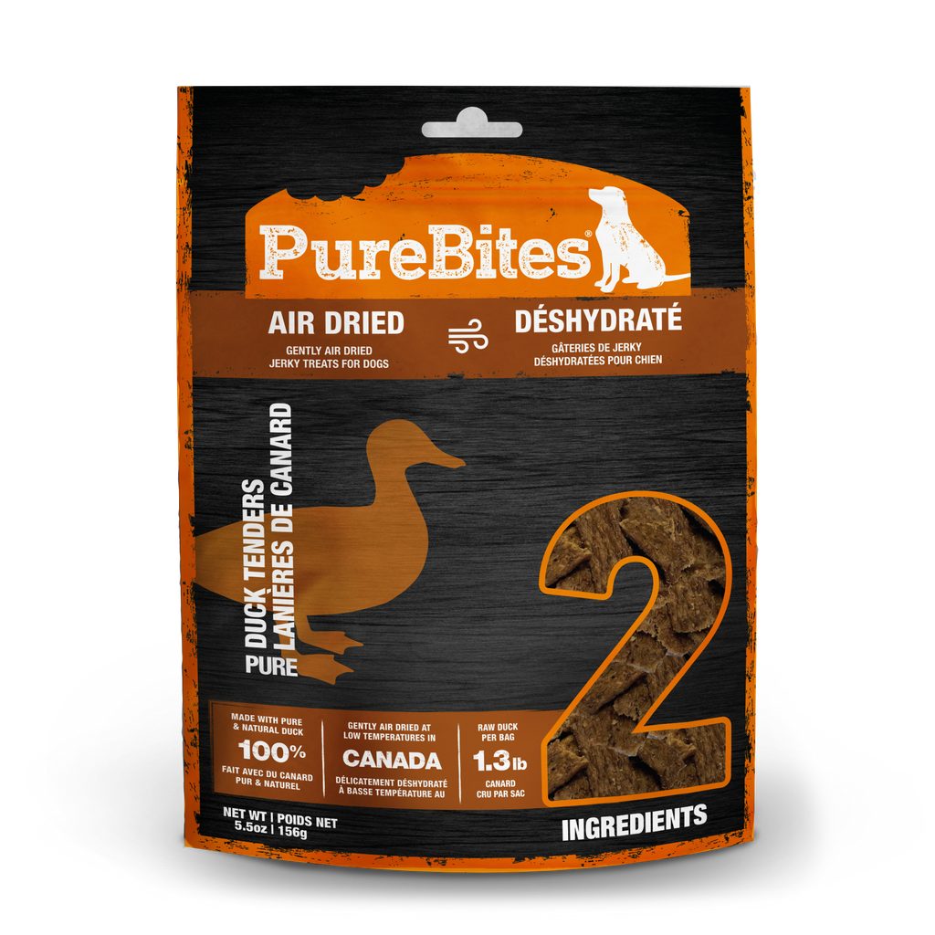 PureBites Duck Jerky air dried dog treats 156g bag