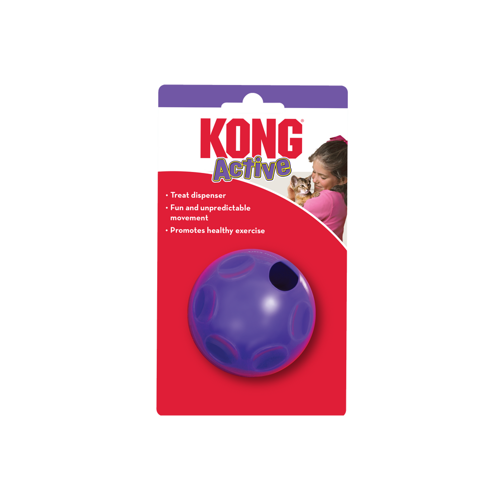 KONG Treat Ball purple cat treat-dispensing toy