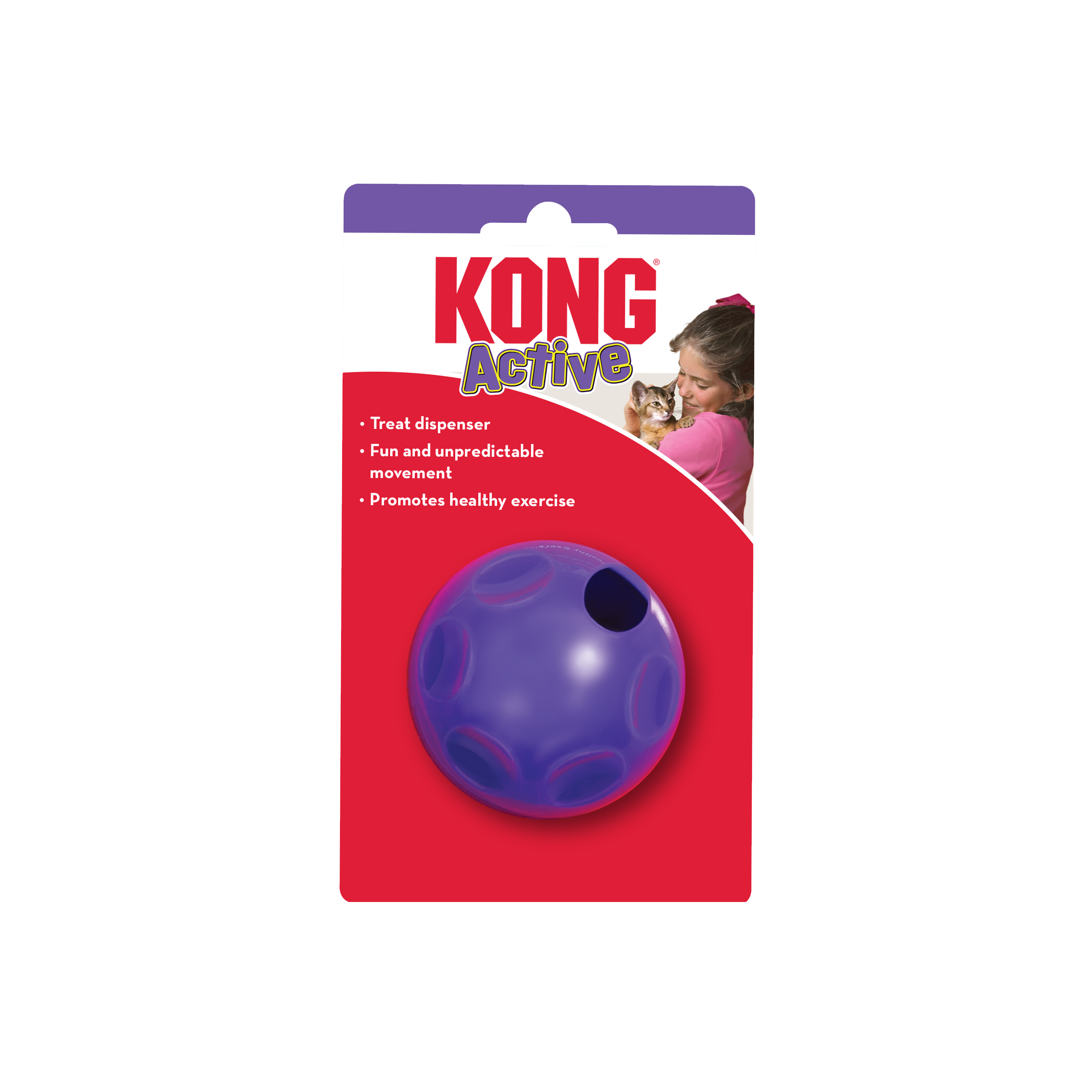 KONG Treat Ball purple cat treat-dispensing toy