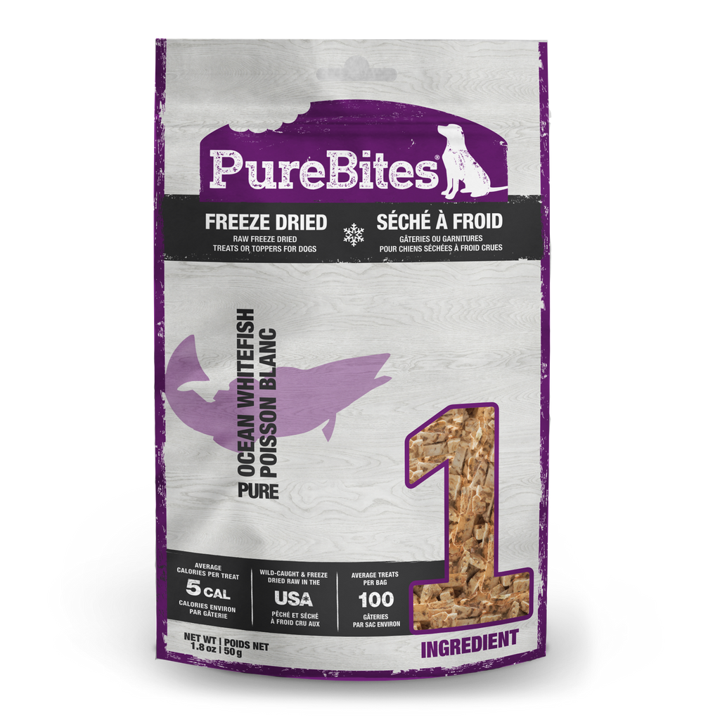PureBites freeze-dried ocean whitefish dog treats 50g bag