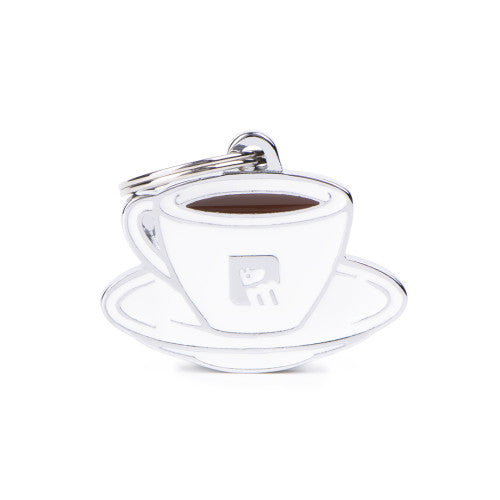 MyFamily Espresso Coffee Food collection white pet ID tag, hand-finished in Italy
