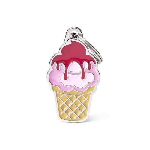 MyFamily Ice Cream Food collection pink pet ID tag, hand-finished in Italy