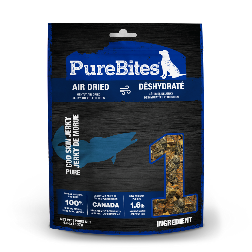 PureBites Cod Skin Jerky air dried dog treats 137g bag