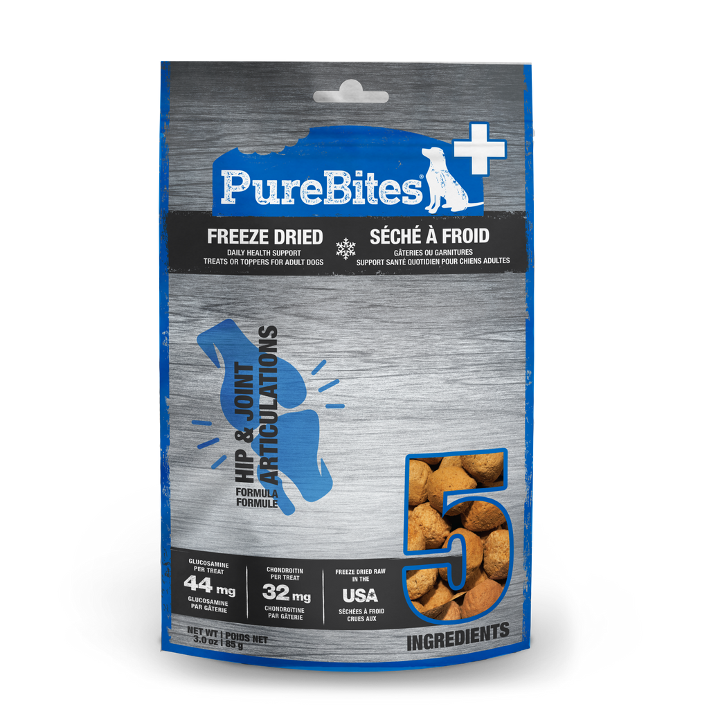 PureBites Plus freeze-dried hip and joint functional dog treats 85g bag