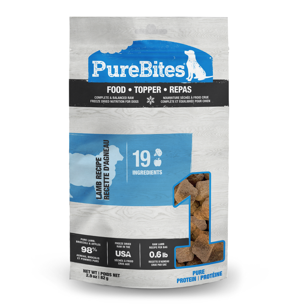PureBites freeze-dried lamb recipe dog food topper 269 g bag