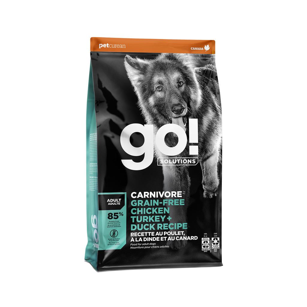 GO! Carnivore Grain-Free Chicken Turkey and Duck adult dry dog food 12 lb bag