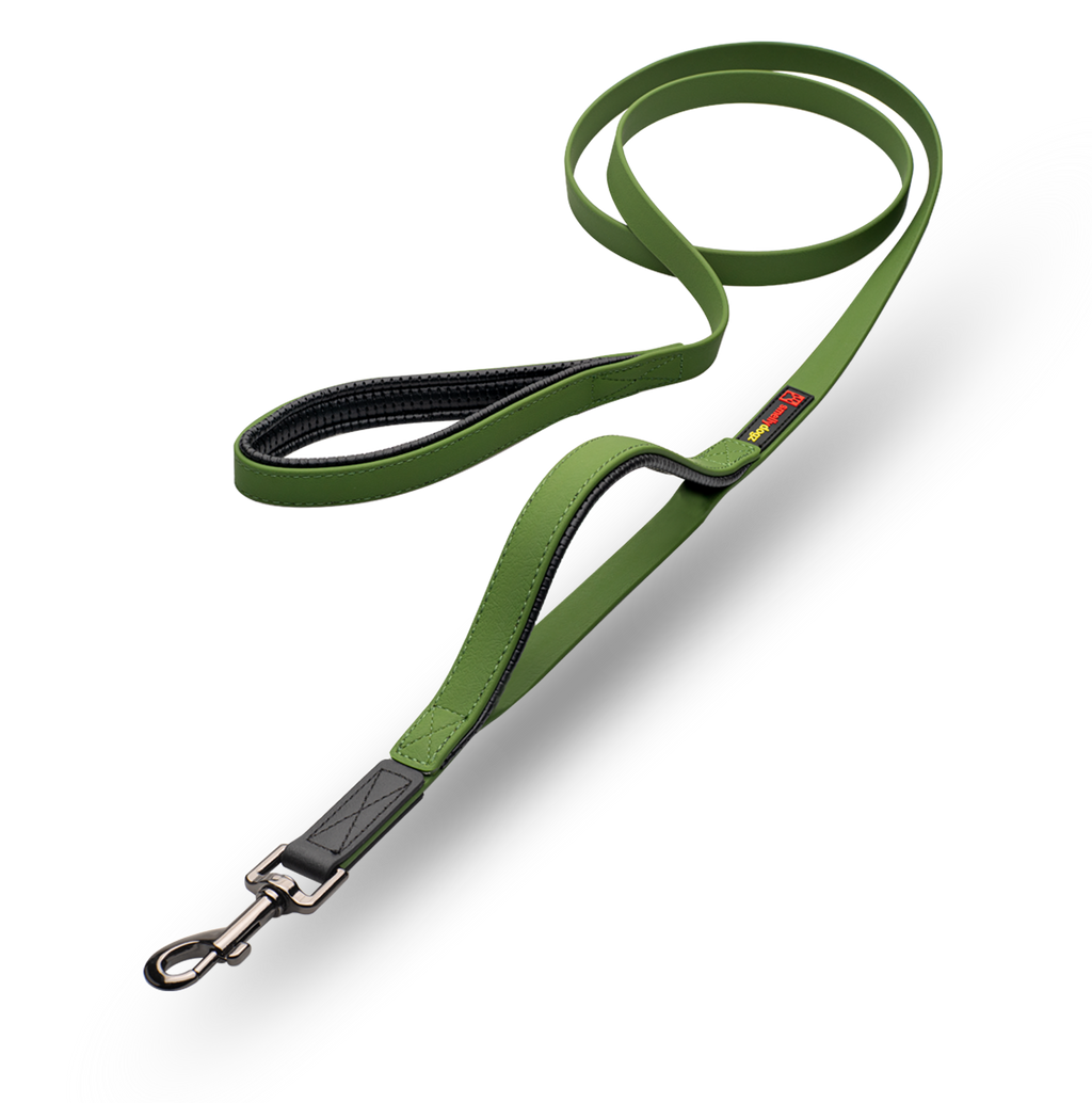 Smellydogz Double Handle Lead olive green 0.75 inch 6 foot dog leash