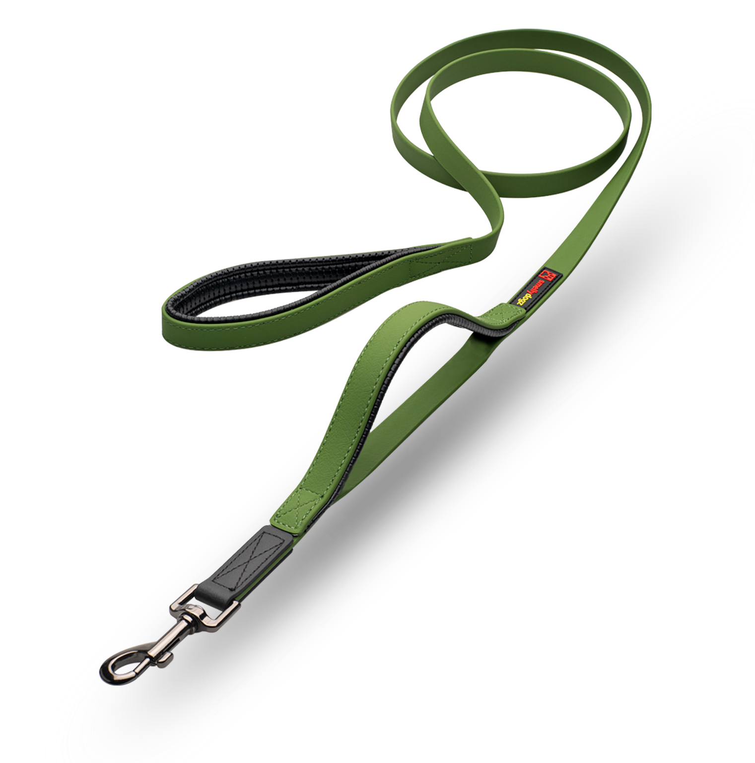 Smellydogz Double Handle Lead olive green 0.75 inch 6 foot dog leash