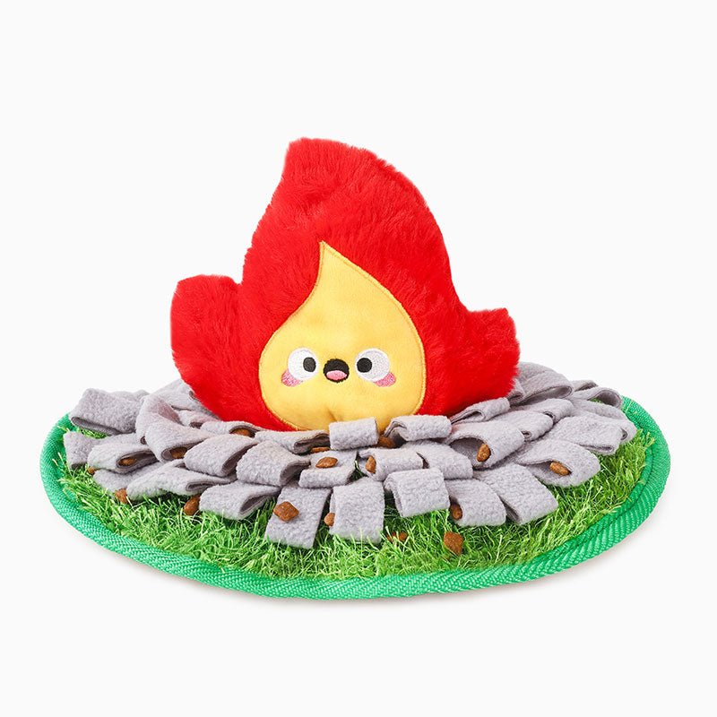 HugSmart Sniff-N-Seek Snuffle Mat Campsite dog enrichment mat with squeaky campfire plush