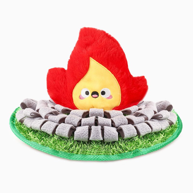 HugSmart Sniff-N-Seek Snuffle Mat Campsite dog enrichment mat with squeaky campfire plush