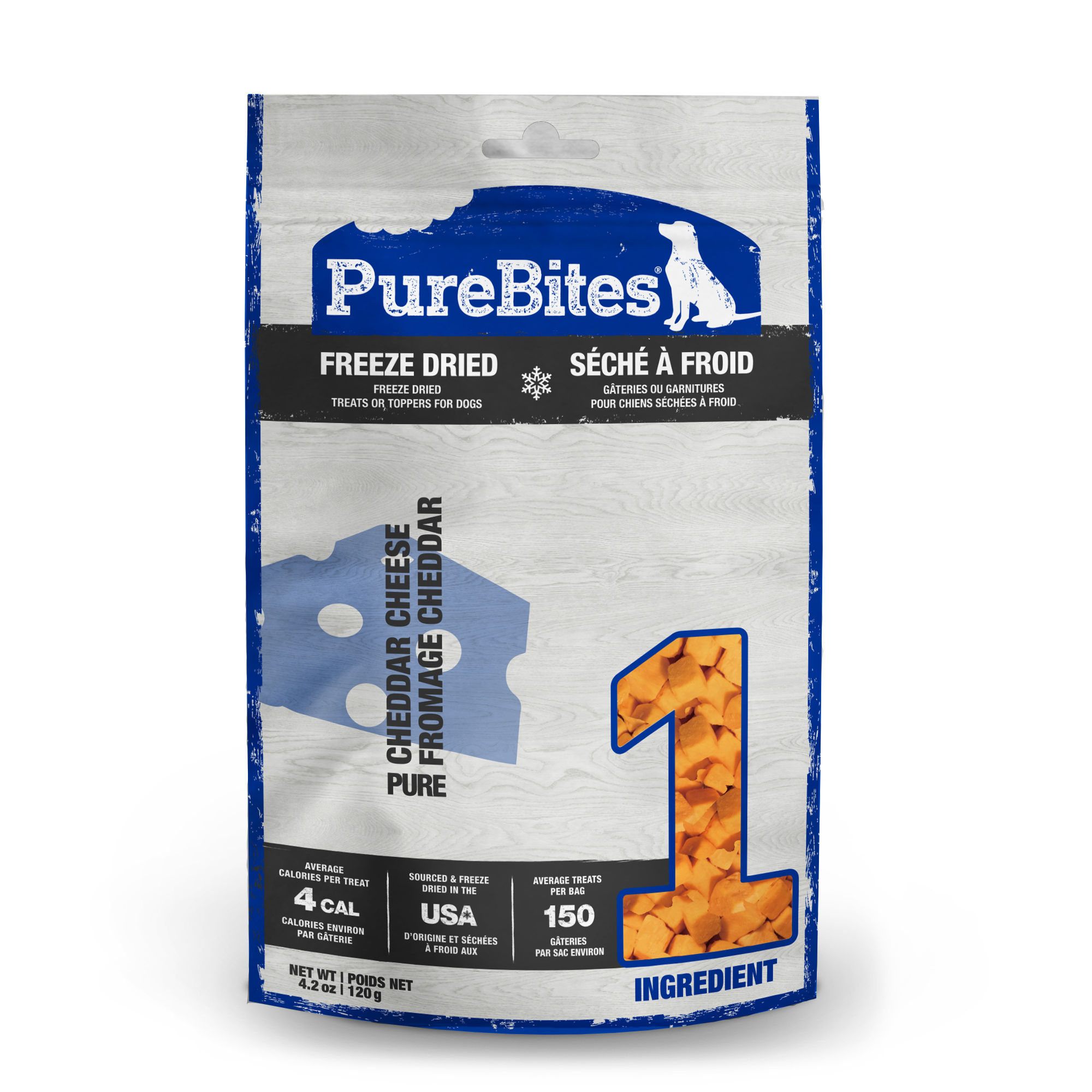PureBites freeze-dried cheddar cheese dog treats 470g bag