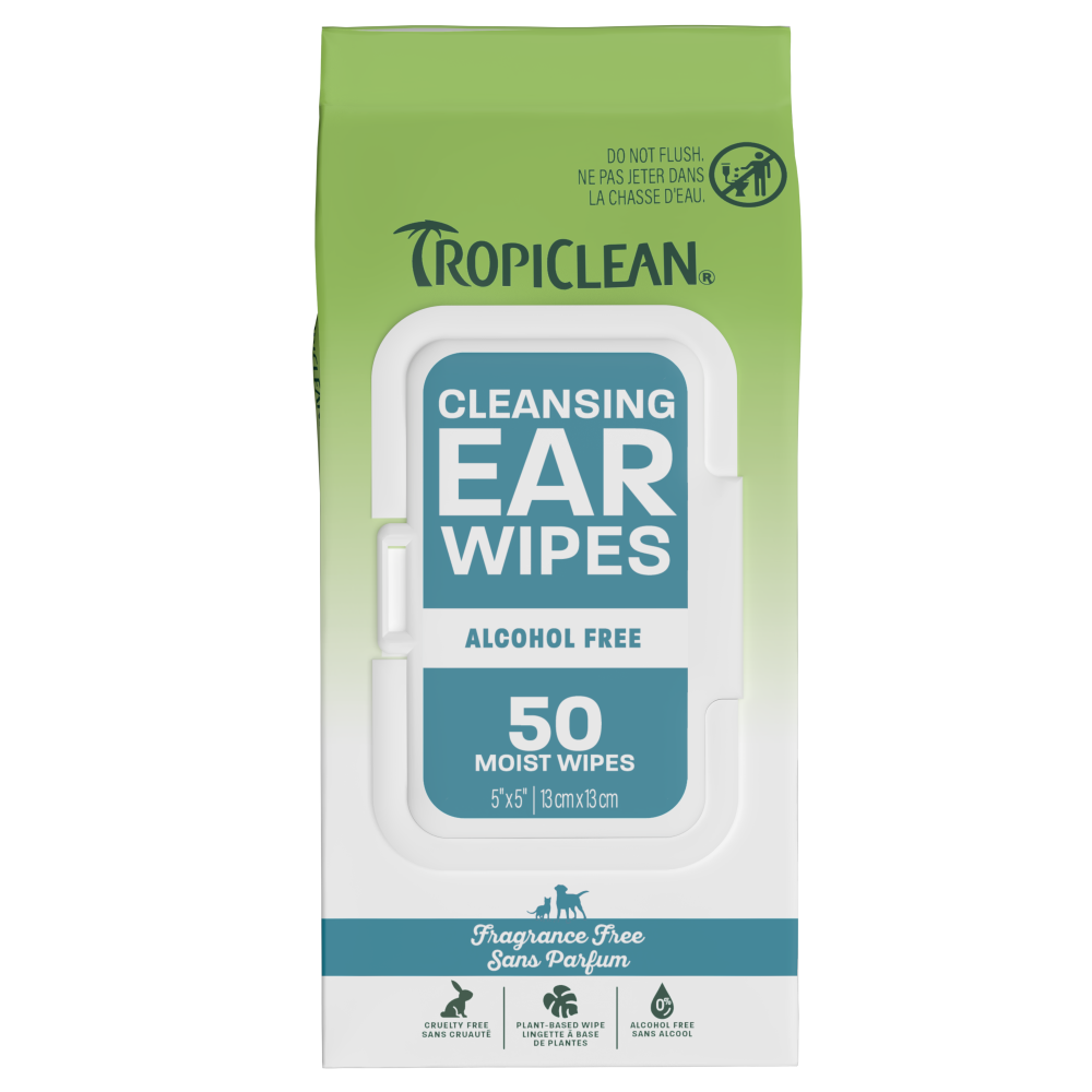 TropiClean Ear Cleansing Wipes 50 count for dogs and cats