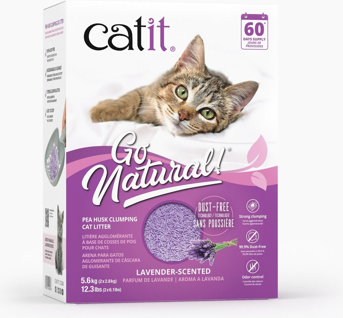 Catit Go Natural! Pea Husk Clumping Cat Litter Lavender 5.6 kg box