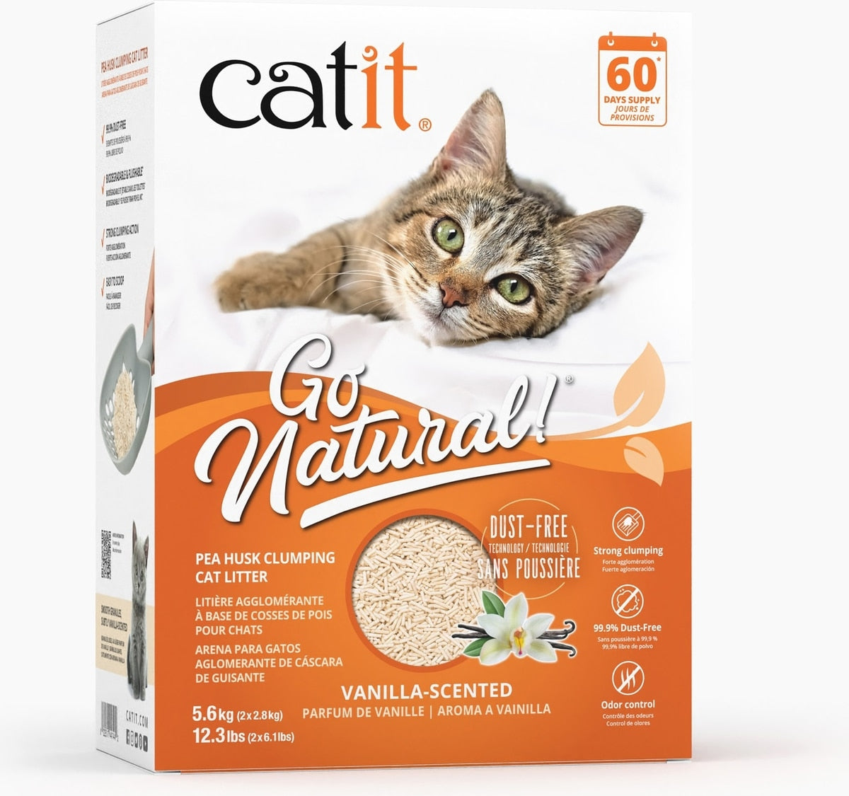 Catit Go Natural Pea Husk Clumping Cat Litter Vanilla 5.6 kg box