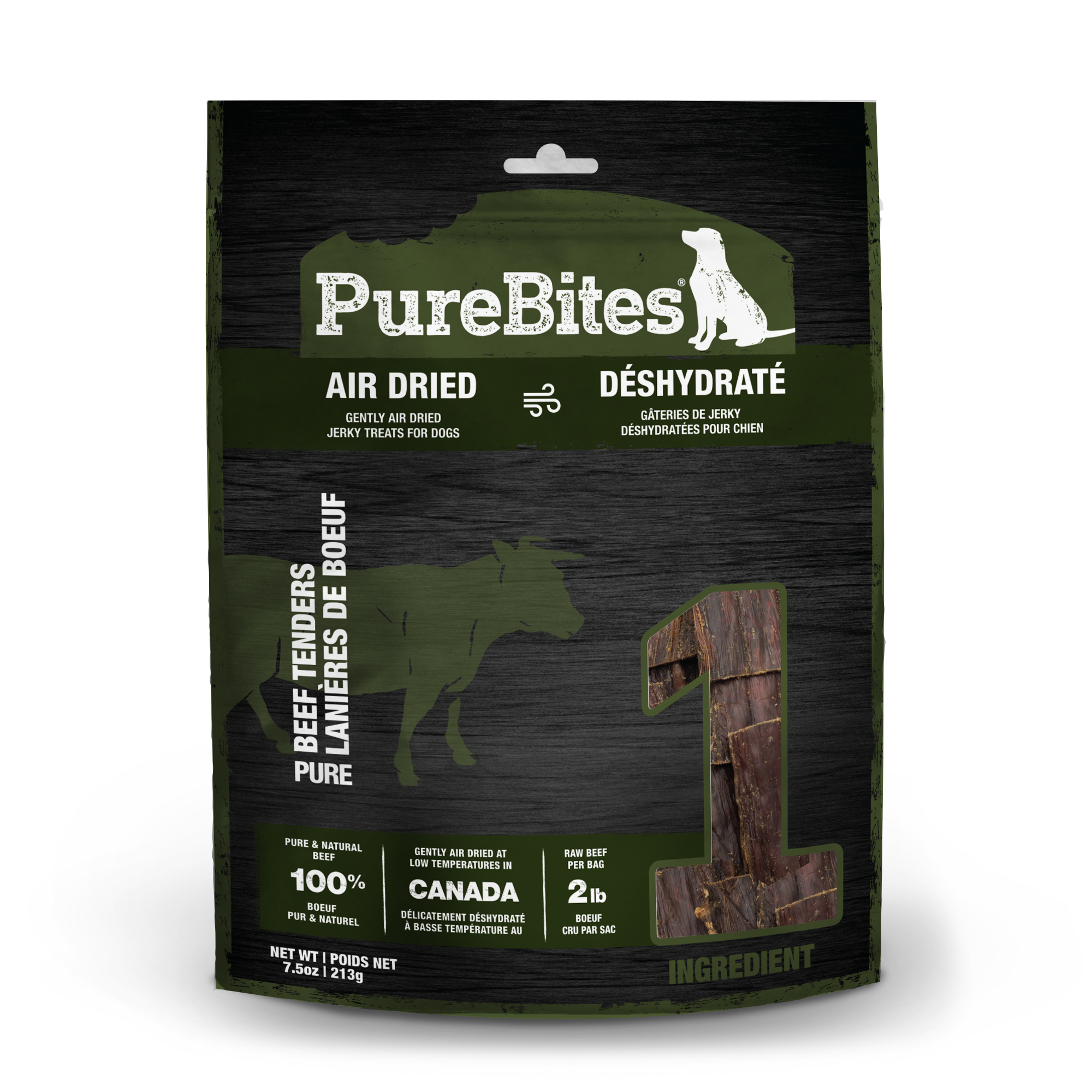 PureBites Beef Jerky air dried dog treats 213g bag