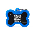 MyFamily Hushtag Plus blue and black bone-shaped QR code aluminum rubber silent pet ID tag