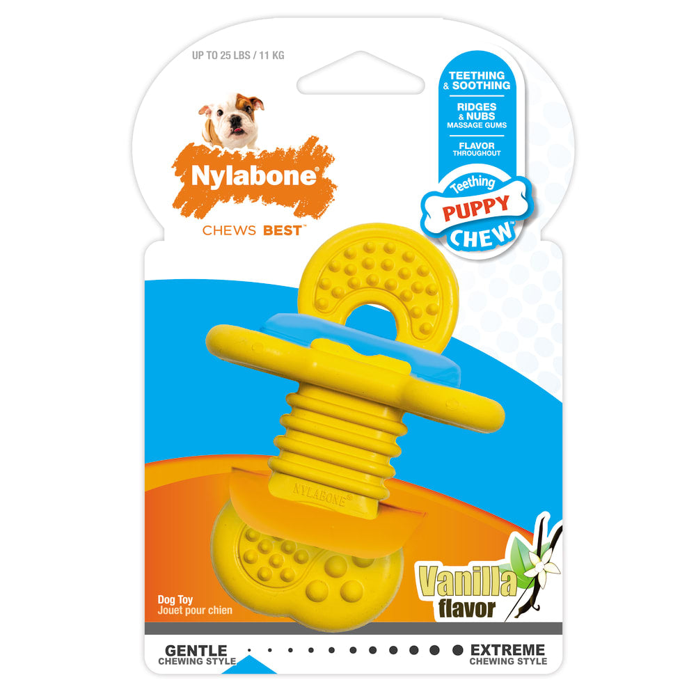 Nylabone Puppy Natural Rubber Textured Teether petite size vanilla flavor