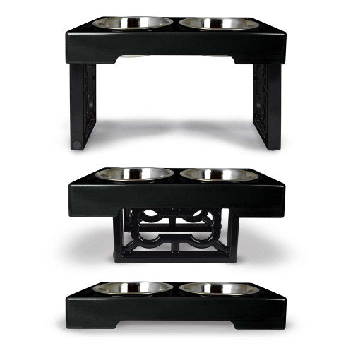 Petmate Barking Bistro adjustable raised dog feeder with stainless steel bowls