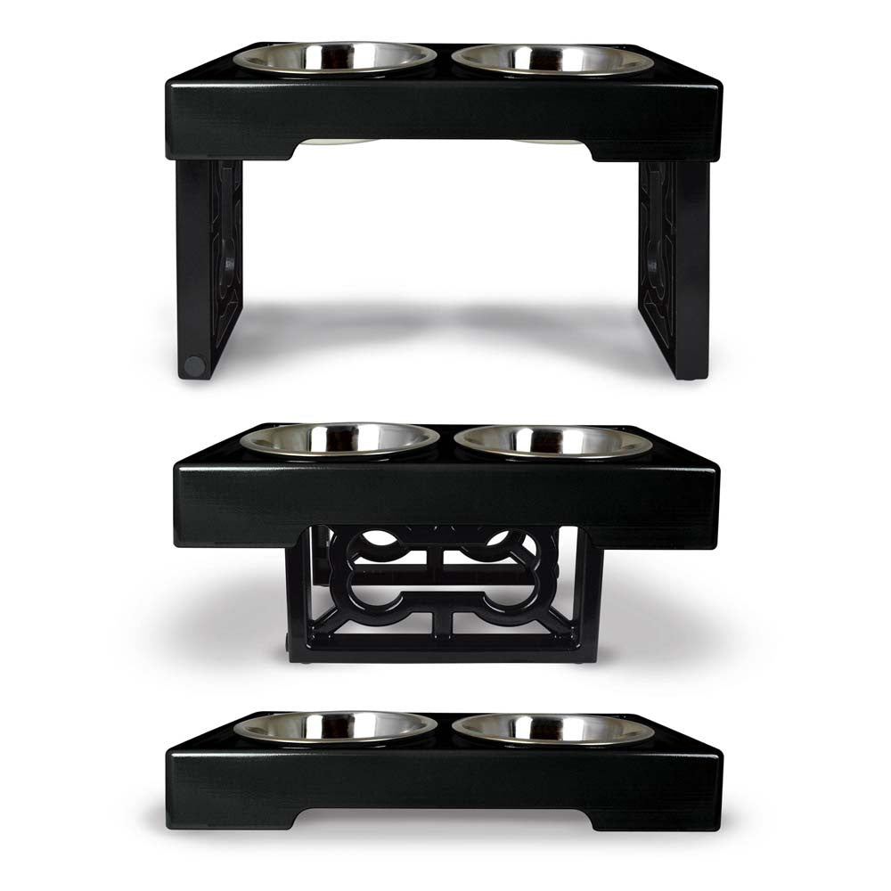 Petmate Barking Bistro adjustable raised dog feeder with stainless steel bowls
