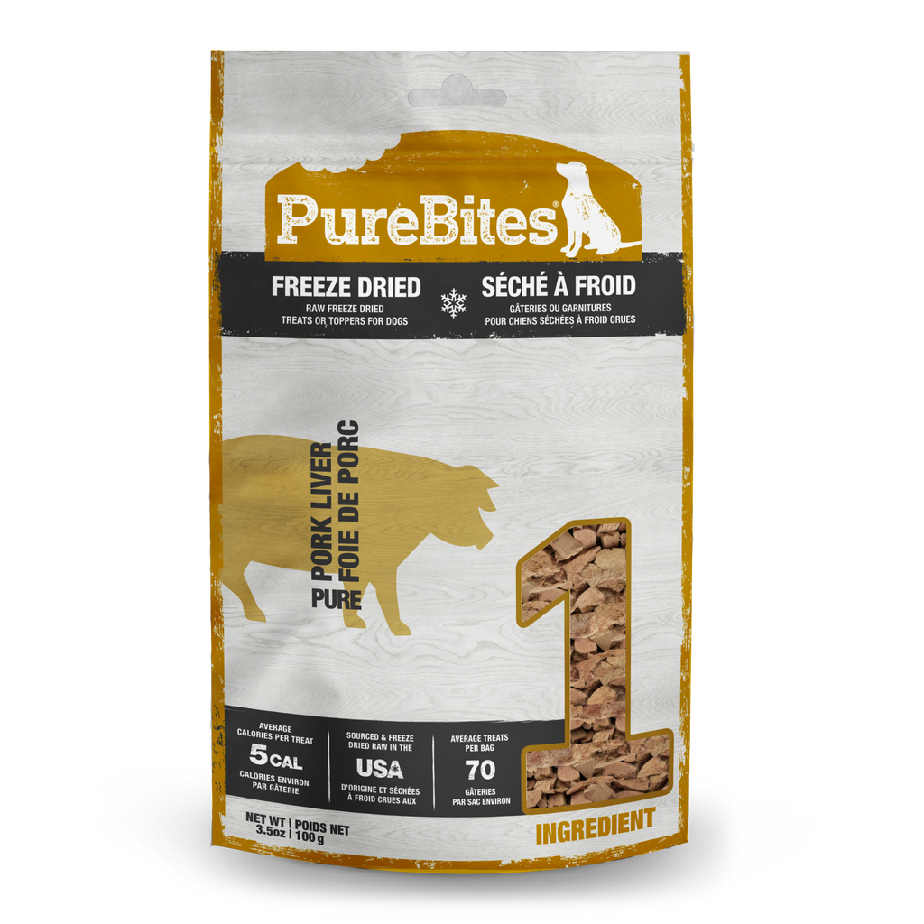 PureBites freeze-dried pork liver dog treats 100g bag
