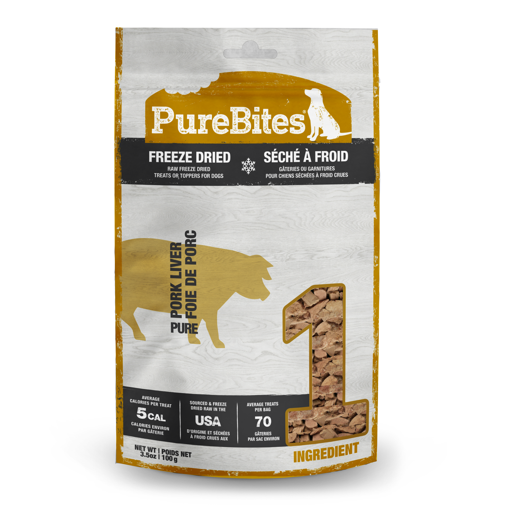 PureBites freeze-dried pork liver dog treats 100g bag