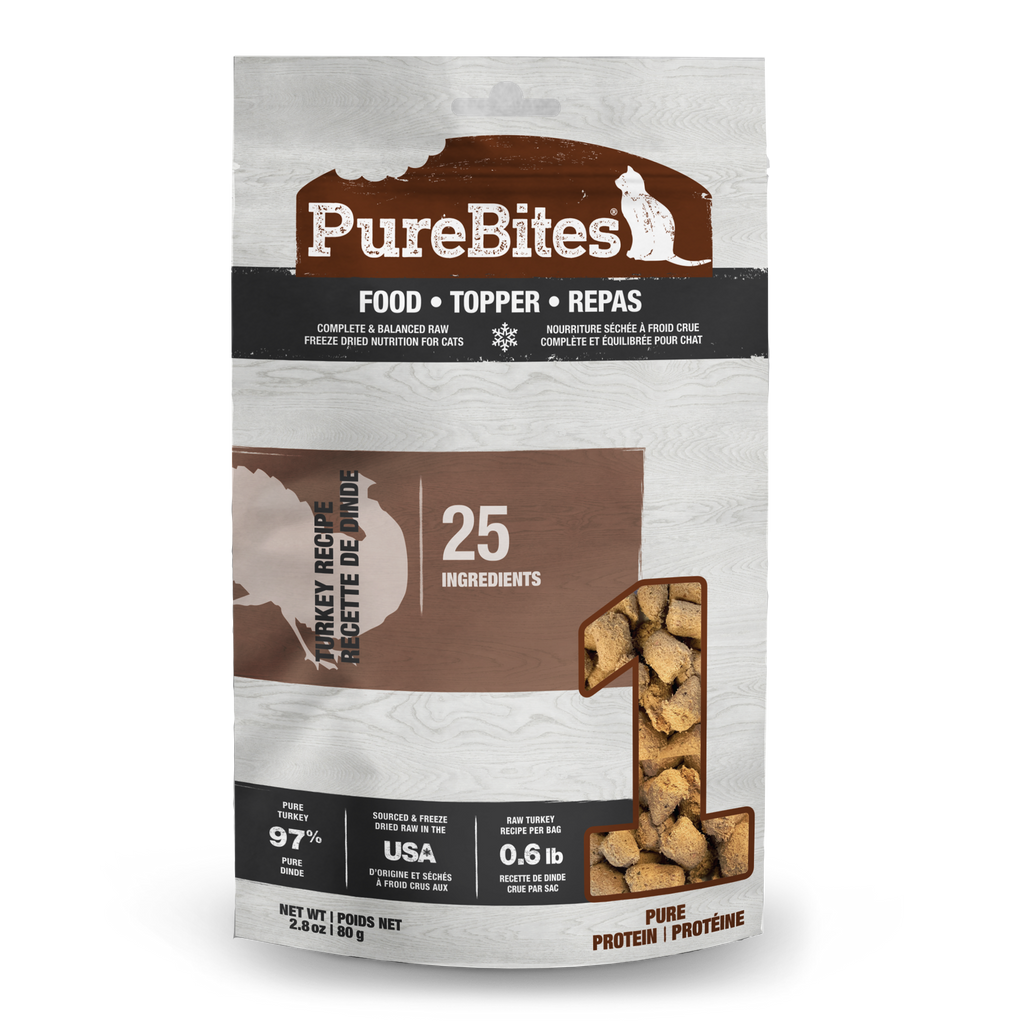 PureBites freeze-dried turkey cat food topper 260g bag
