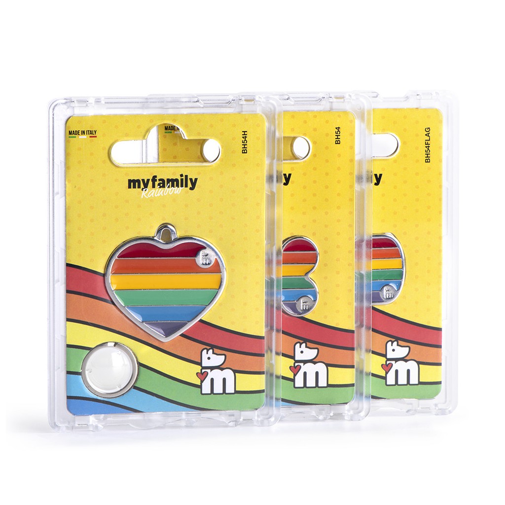 MyFamily Large Rainbow Bone ID Tag multi-colour hand-finished