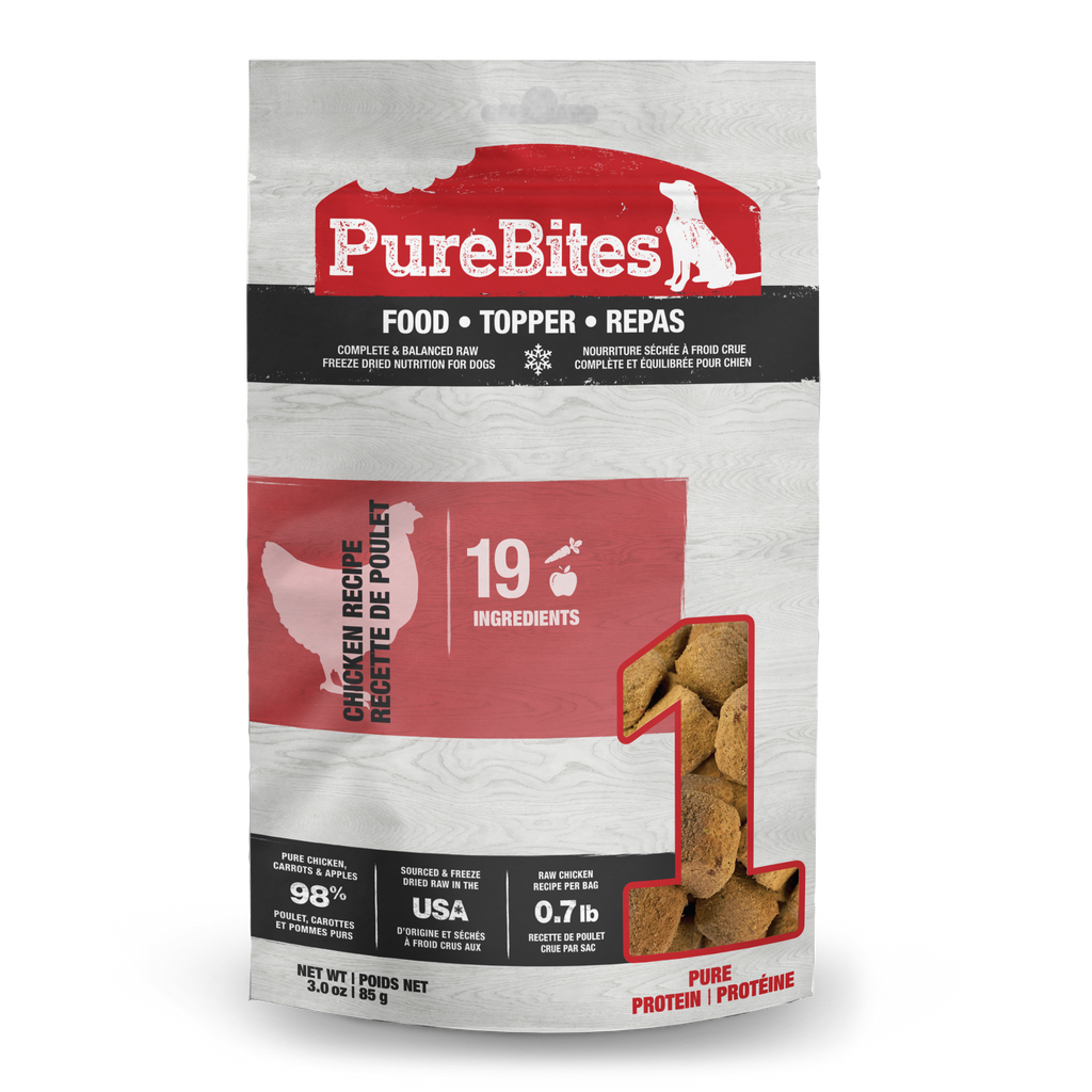 PureBites freeze-dried chicken recipe dog food topper 283 g bag