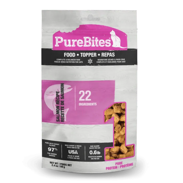 PureBites freeze-dried wild-caught salmon cat food topper 227g bag