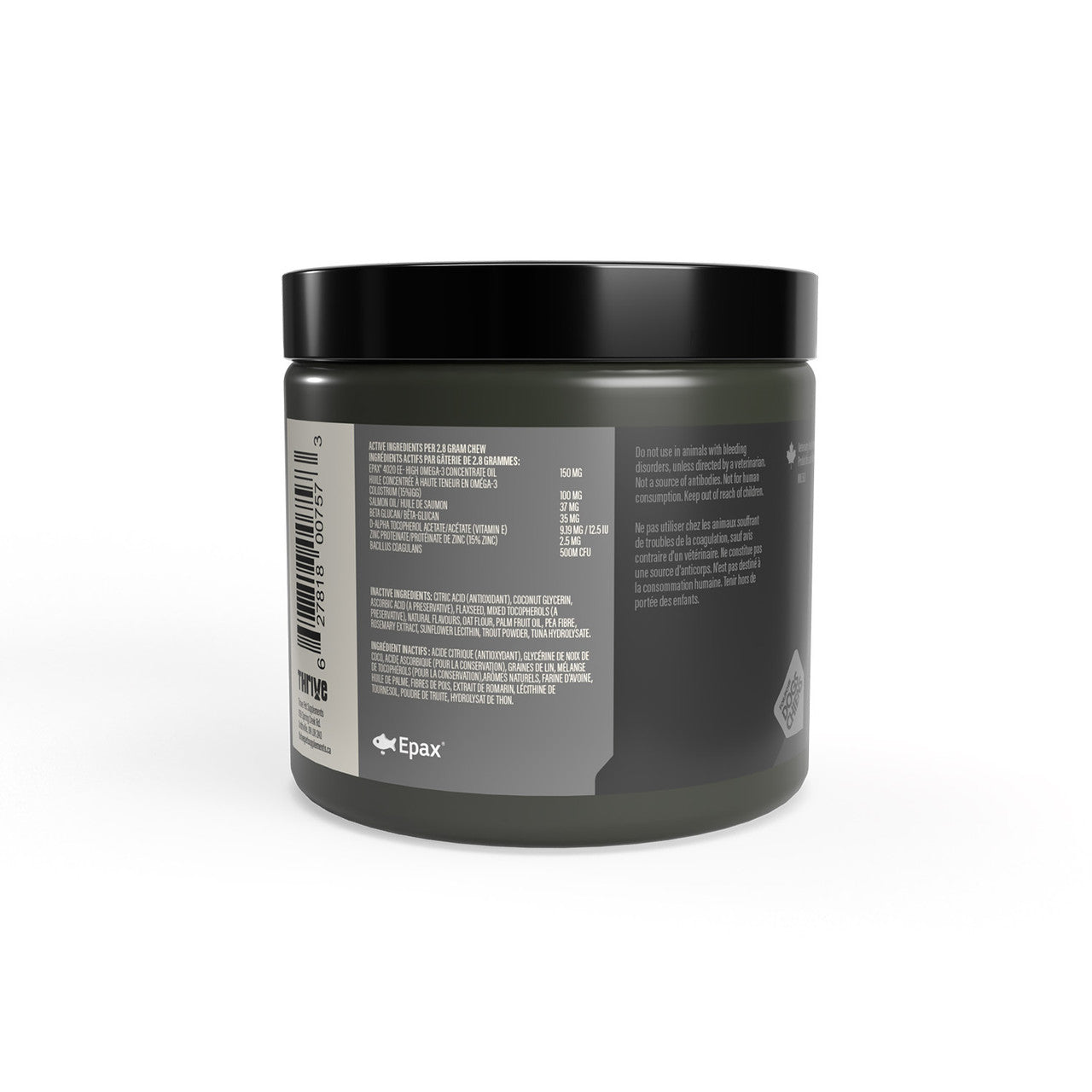Thrive Shine Skin and Coat soft chew dog supplement 270g