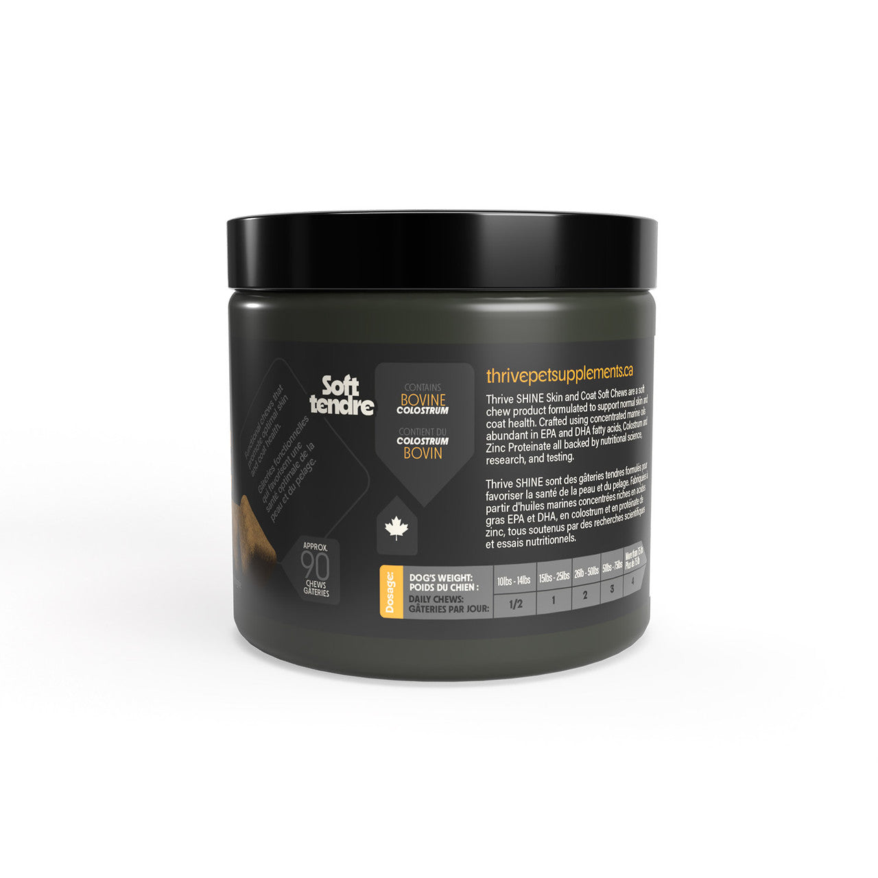 Thrive Shine Skin and Coat soft chew dog supplement 270g
