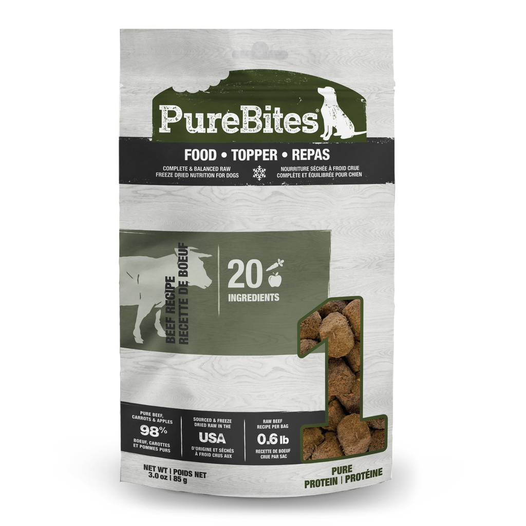 PureBites freeze-dried beef recipe dog food topper 283 g bag